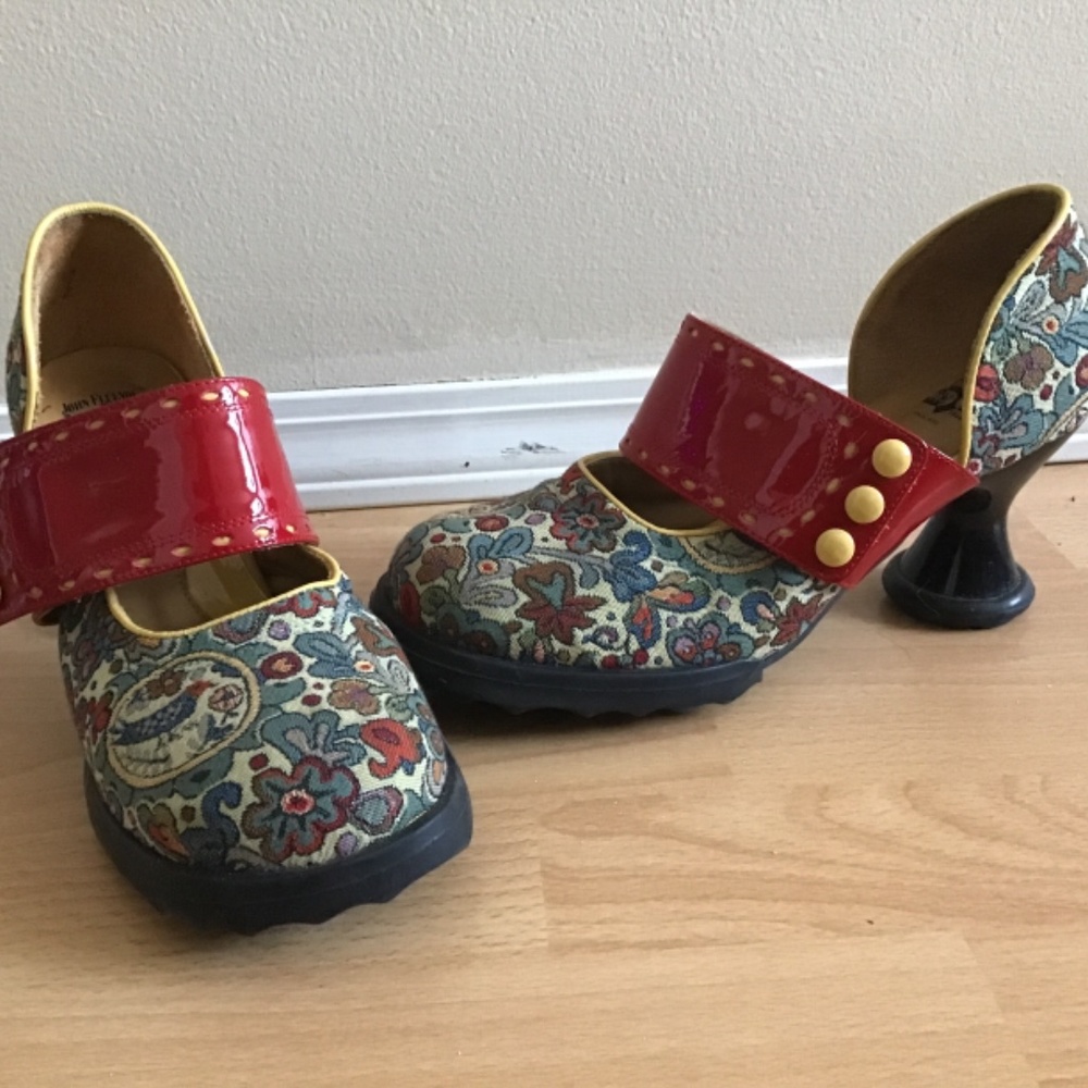 JOHN FLUEVOG LADIES ZAZA MARY JANE WIDE STRAP FABRIC  SHOE inc. SHOE BAG - Picture 12 of 15